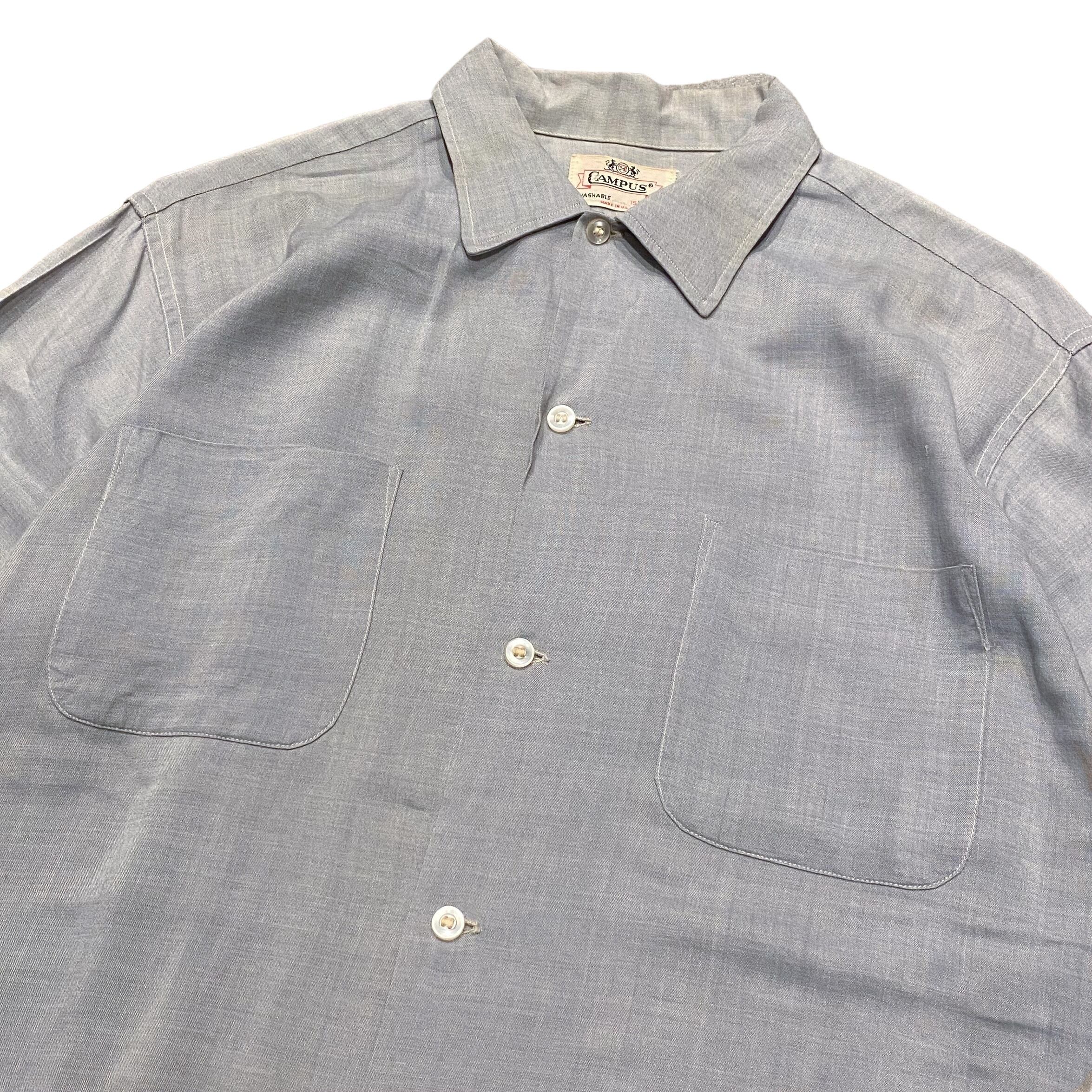60's CAMPUS Rayon L/S Shirt M / シャツ レーヨン 開襟 古着 ヴィンテージ