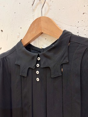 30's40's black rayon blouse