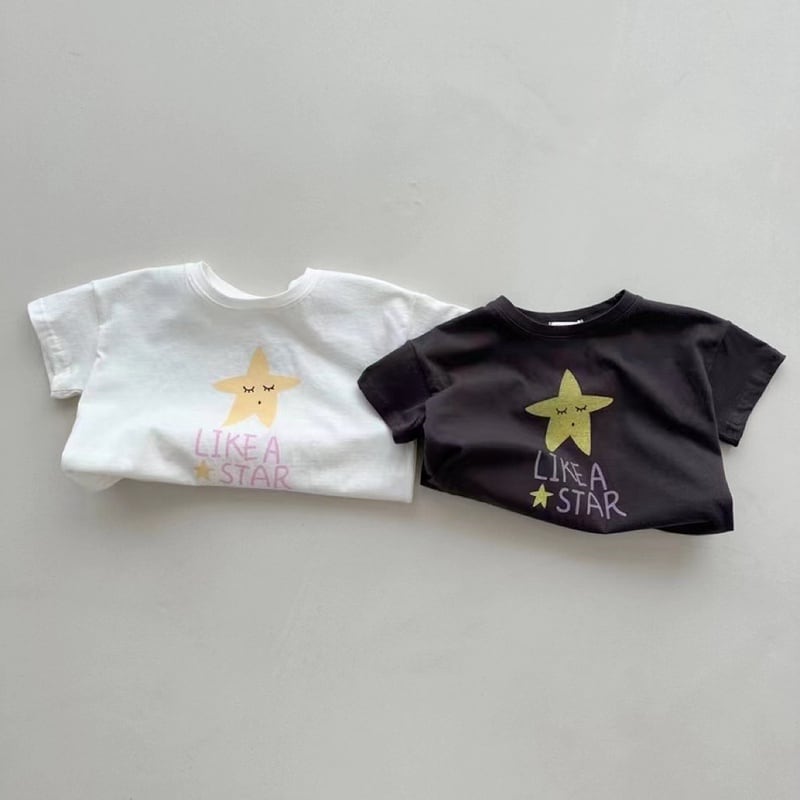 【BABY&KID】韓国風 半袖星柄tシャツ