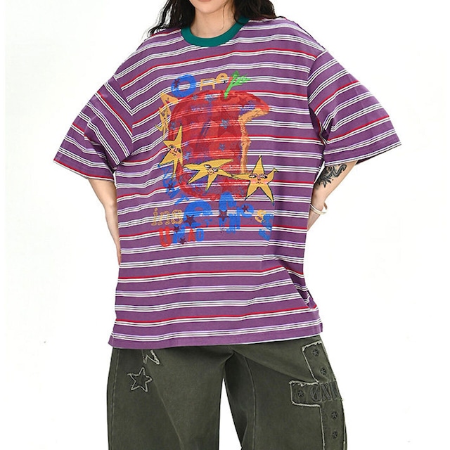 アートスターグラフィティボーダーTシャツ 2col   R01725