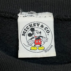 【Disney】90s ミッキーマウス シルエット 刺繍 スウェット トレーナー プルオーバー L 相当 ブラック US古着
