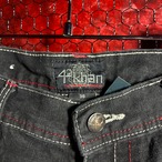 4khan ブラックデニムショーツ 刺繍 ストリート W38