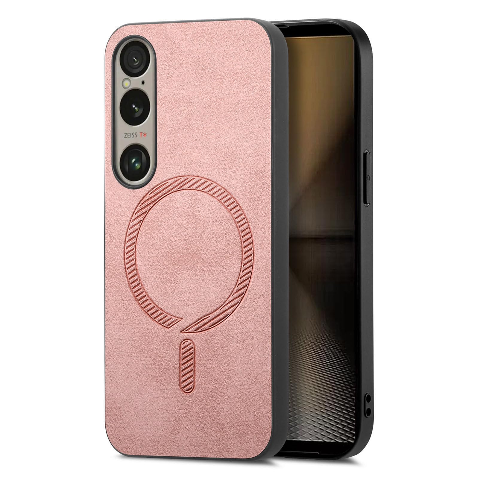 対応Xperia 1 VII SO-51F用 ケース カードケースマグネット 互換性のあるmagsafeアクセサリ 衝撃吸収 軽量型 おしゃれ カバー スマホケース 当店の磁気吸引面カバー(当店で別途購入可能)を組み合わせることができ(ピンク)