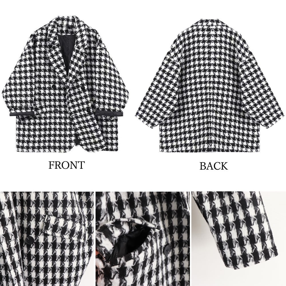 千鳥格子柄 ジャケット レディース 秋冬 韓国 中綿 アウター 通勤 オフィス OL きれいめ おしゃれ 大人 かわいい カジュアル 羽織り 大人可愛い 大人女子