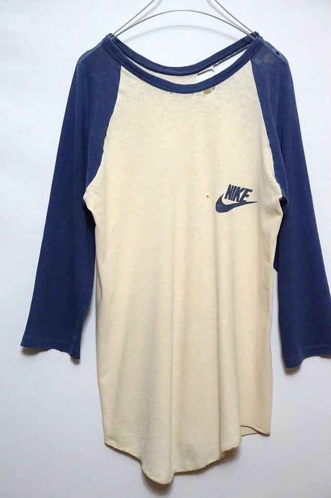 1970's NIKE ラグランTシャツ ダメージ/ジャンク 実寸(M位) ナイキ