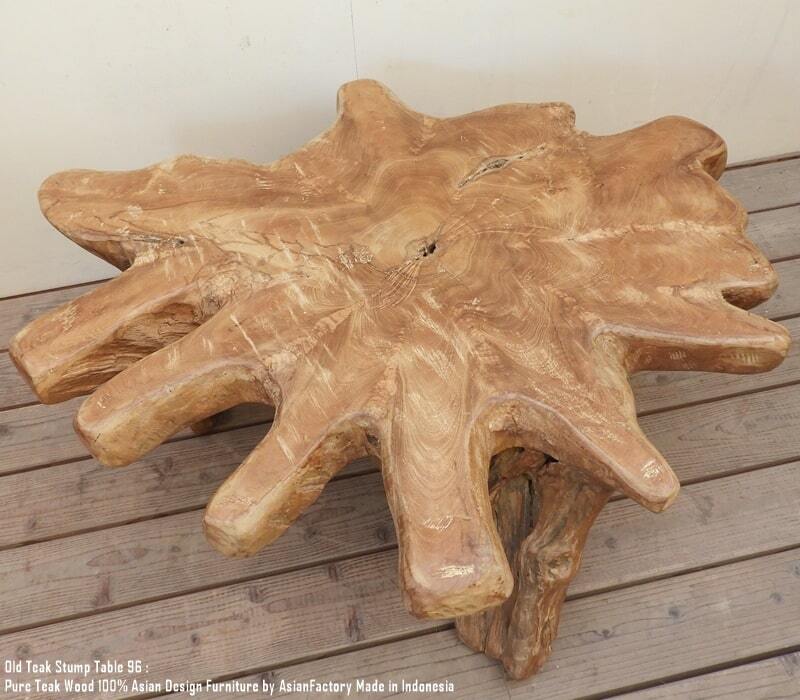 希少 オールドチーク一枚板 切り株テーブル 96cm 極厚無垢材 アジアン家具 バリ家具 飾り台 花台 ちゃぶ台 座卓 ローテーブル センターテーブル 切株テーブル ウッドテーブル 机 木 木製 古材 古木テーブル 総無垢材