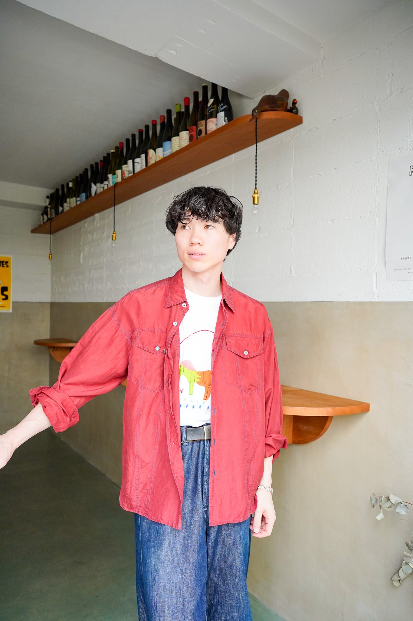 【1990s】"Fancy Way" Silk 100% Long Sleeve Shirts / 6−165