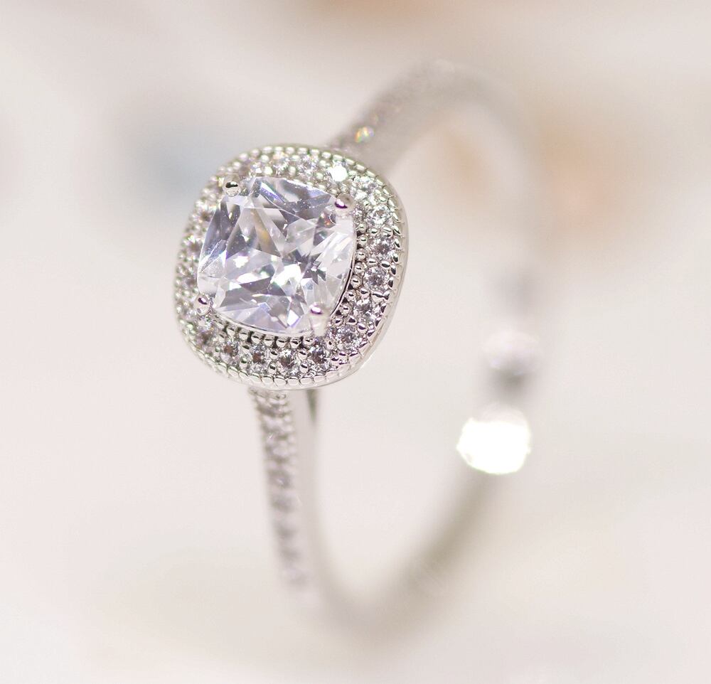 18K RGP プラチナ ダイヤ CZ 上質 リング yu914e(キュービック