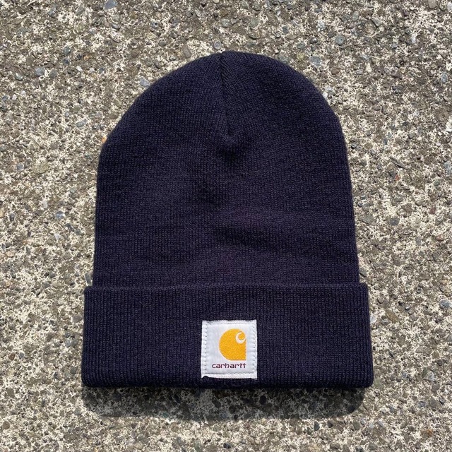 【Free Size】古着 USA製 Carhartt カーハート 定番 ロゴパッチ ニット帽