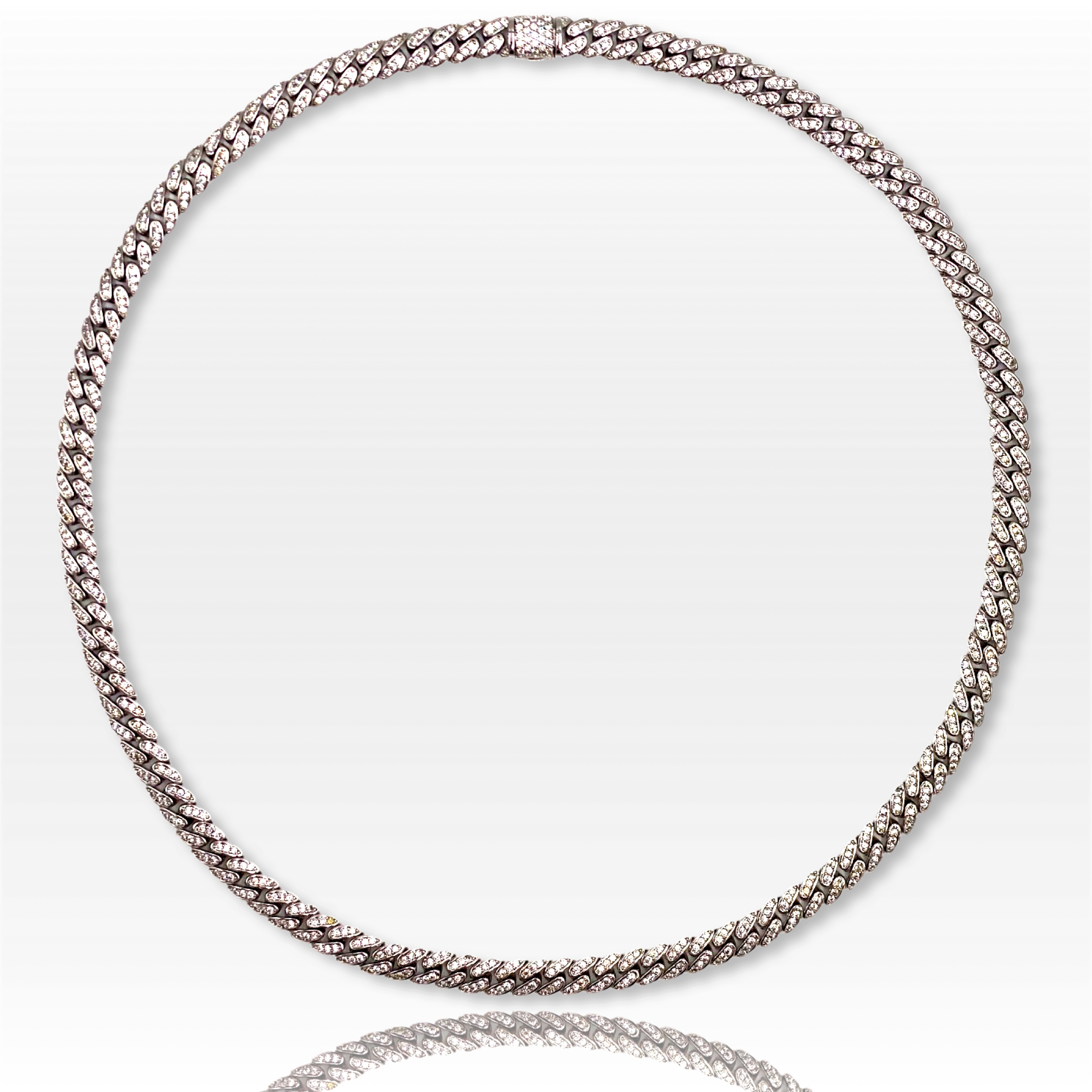 BB MICRO ICE CUBAN NECKLACE SILVER(16INCH/41CM)