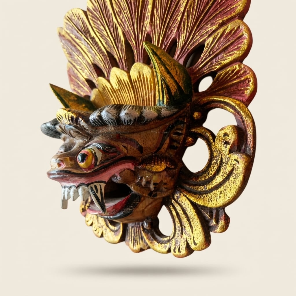 バリ島 木彫り バロン 仮面 壁掛け バリ 壁掛け マスク 木彫り 手彫り ハンドメイド Barong バロン