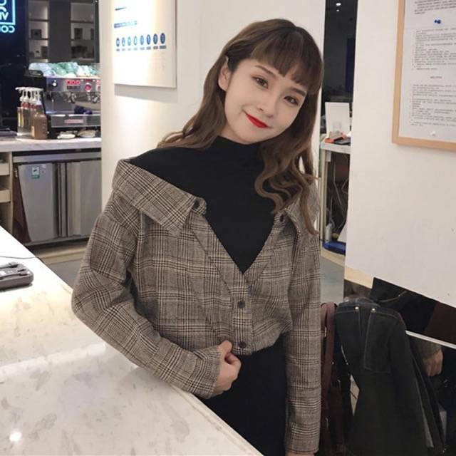 秋 冬 トップス カットソー シャツ オフショルダー 重ね着風 グレンチェック オシャレ 長袖 カジュアル Ma0786 Brutal Beauty Fashionstore レディース ウェア オススメ コーデ 通販 秋 冬 トップス カットソー シャツ オフショルダー 重ね着風 グレンチェック オシャレ 長袖 カジュアル Ma0786 Brutal Beauty Fashionstore レディース ウェア オススメ コーデ 通販