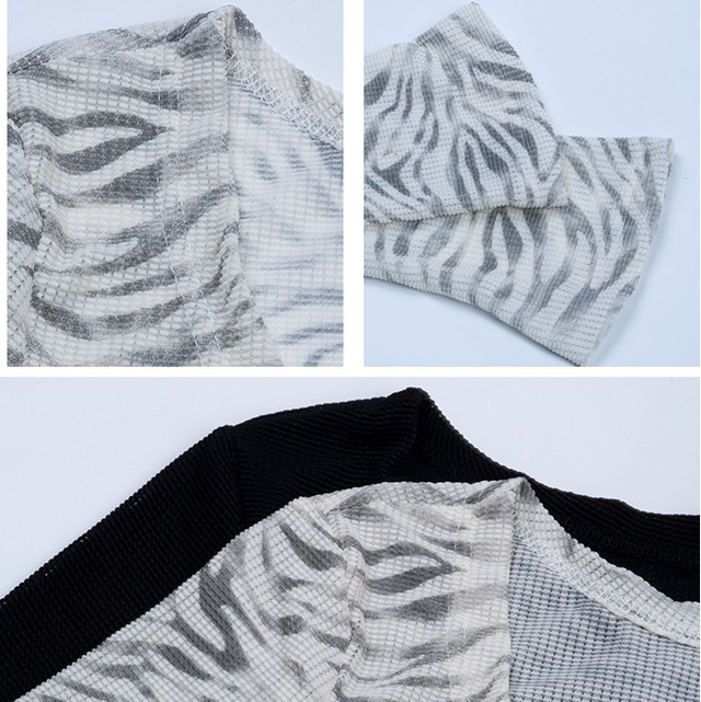 クロスデザイン ロングスリーブ クロップド丈 トップス 2col　D00140