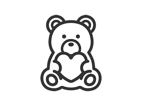 ハートを持った、クマのヌイグルミのアイコン（線画）のイラスト