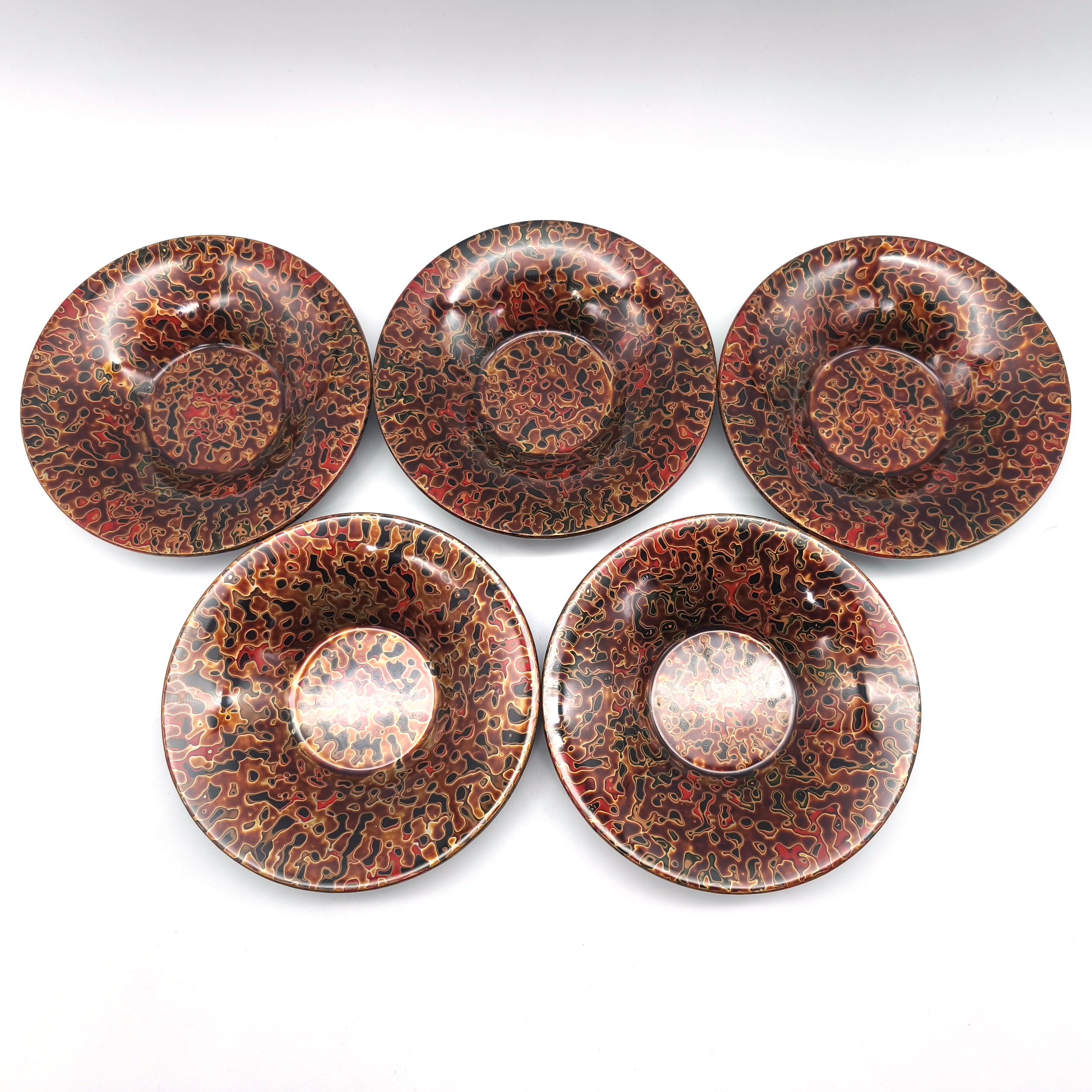 津軽塗（唐塗）バカ塗り・茶托・5客揃・漆器・伝統工芸・No.260312-26
