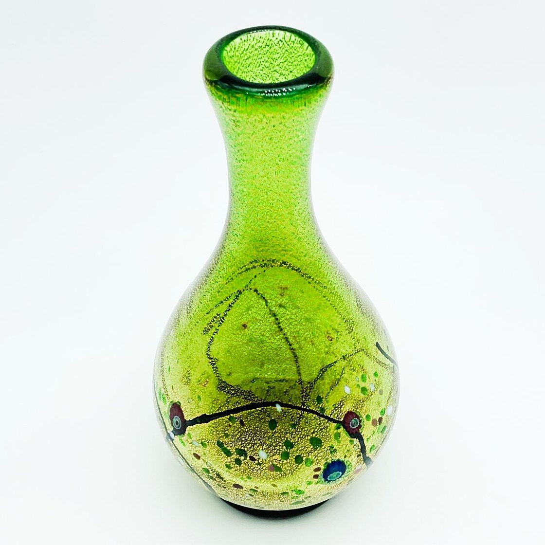 現代の名工 黒木国昭 金彩象嵌 光琳 爽 緑 花瓶 芸術品 作家物 18.0cm