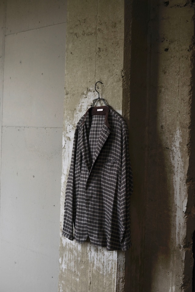 NICENESS / S.CHAD  SILK FLANNEL NARROW COLLAR SHIRT JACKET(brown)