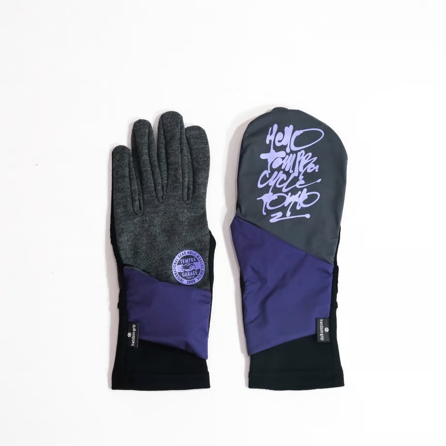 UNWASTED(アンウェイステッド)<handsongrip×tempra garage> beyond exclusive "ビヨンド" -Gray/Purple メリノウールグローブ 手袋