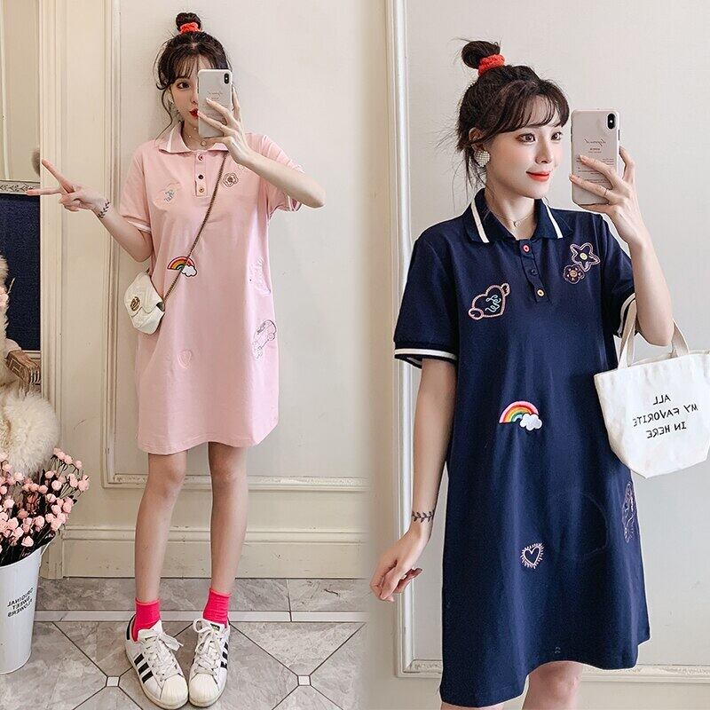 【新作】【送料無料】 2020マタニティ服は襟を下げますスタイリッシュなゆるい妊娠中のドレス服妊娠中の女性はママのドレスを痩身 AL expec353069193197