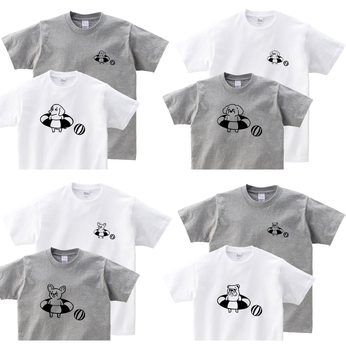 選べるデザイン 海水浴 ワンコ Tシャツ dog61 犬 浮き輪 夏 パグ