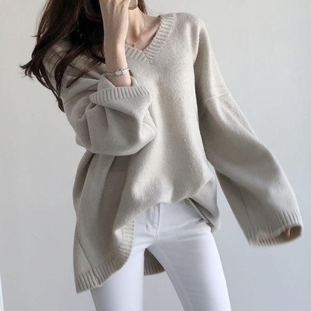 デザインニット レディース 送料無料 3色 トップス ニット Vネック ハイゲージ モヘア ウールタッチ ロングカフス  スリット リブ ニットバルーンスリーブ セーター 長袖  アシンメトリー 切り替えデザイン リブ 大人可愛い きれいめ 上品 モード系 エレガント グレー 高見え 格上げ インスタ映え 春 秋冬 大人 かわいい おしゃれ 普段使い デイリー お呼ばれ お出かけ デート オフィス 通勤 通学 旅行 パーティー 二次会 トレンド