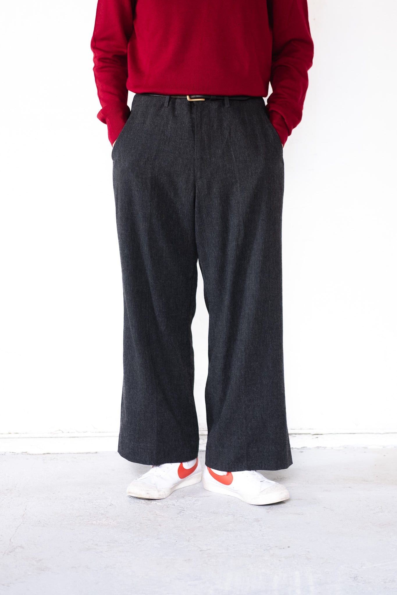 美品✨Emporio Armani レーヨン ウール ワイドスラックス イタリア 00's] 