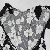 【美品 社交ダンス衣装】ワンピース ドレス 黒 白 ブラック ホワイト 花柄 モノトーン モノクロ かわいい 可愛い 上品 半袖