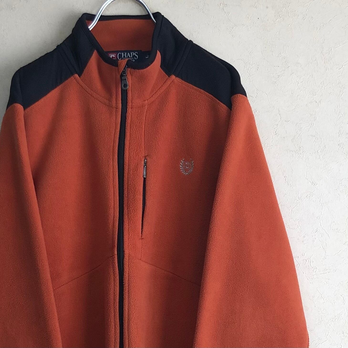 【Lサイズ】CHAPS ロゴ刺繍 大きめサイズ ジップアップ フリースジャケット