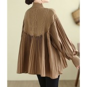 ケーブル編み プリーツ切替 トップス  60051