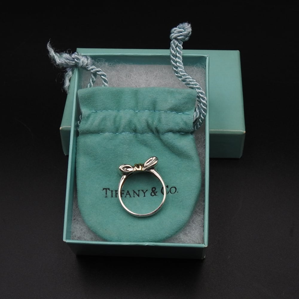 正規品〕TIFFANY&CO. ティファニー リボンモチーフ コンビリング 指輪 