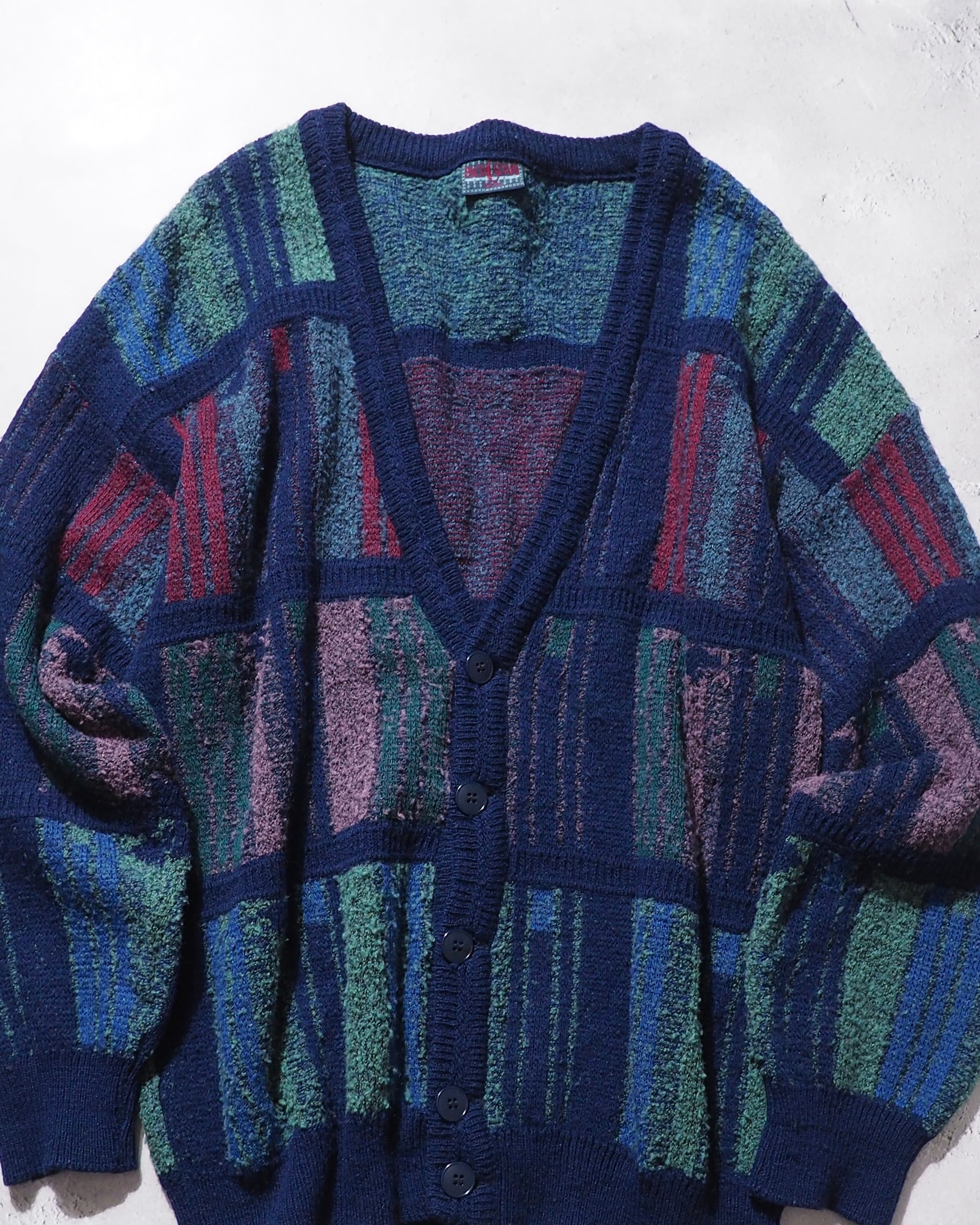 1990s " Paco Calvari " Cold tone Pile fabric vintage knit cardigan