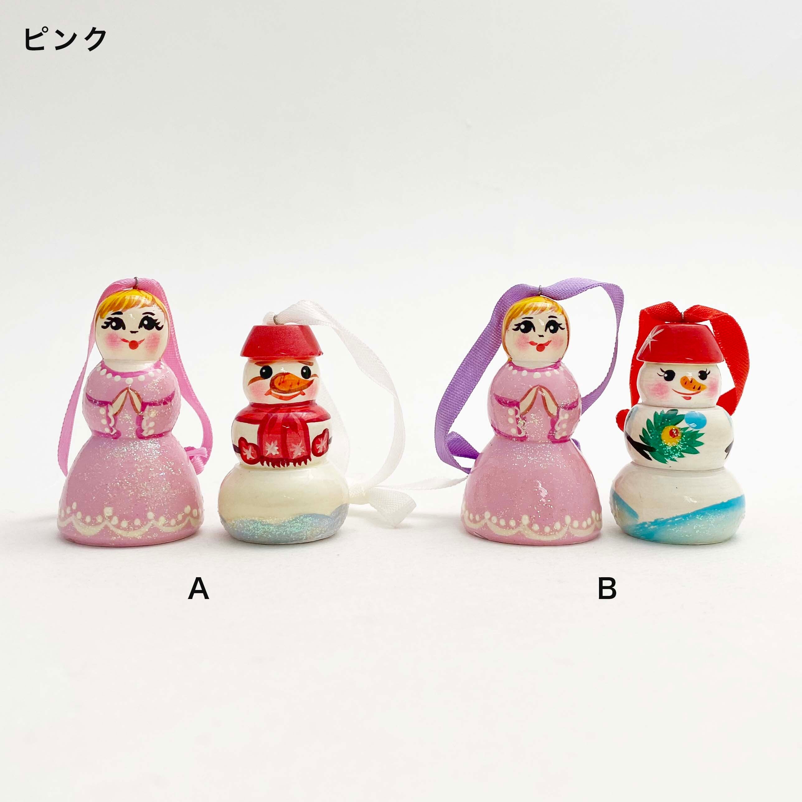 天使と雪だるまのオーナメント（2個セット）