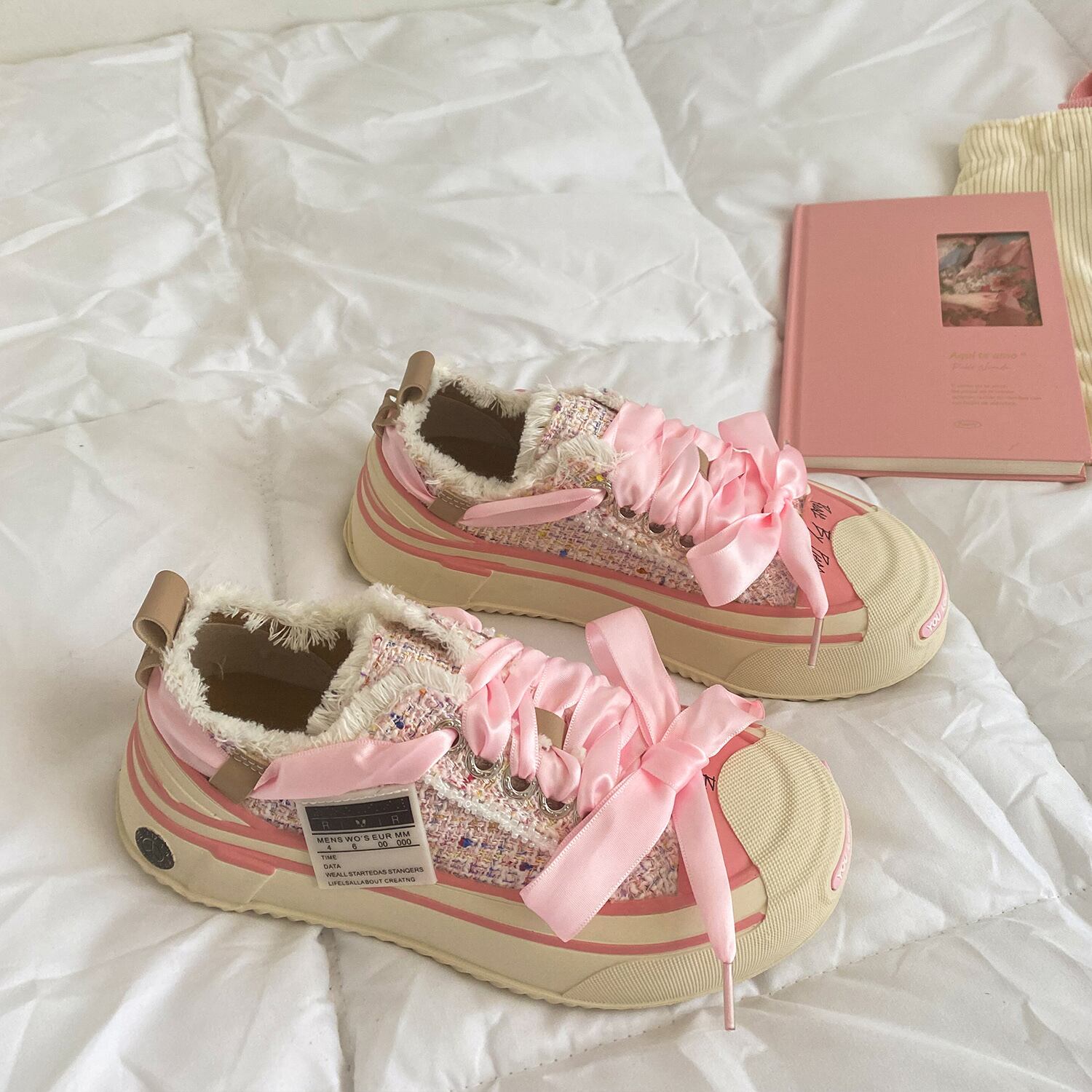 H.Sちゃん スニーカー レディース 女の子 2色 厚底スニーカー 厚底 リボン