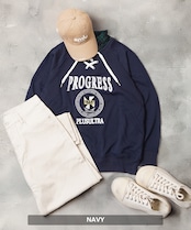 ◆フェイクレイヤード カレッジ スウェット◆ng-61225