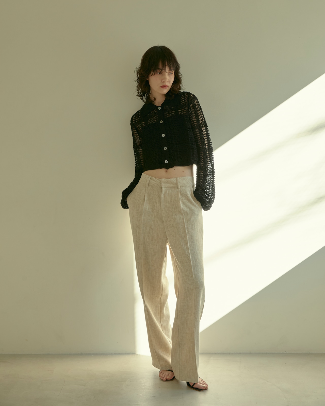 DU240523 mesh knit cardigan shirt【残り僅か】