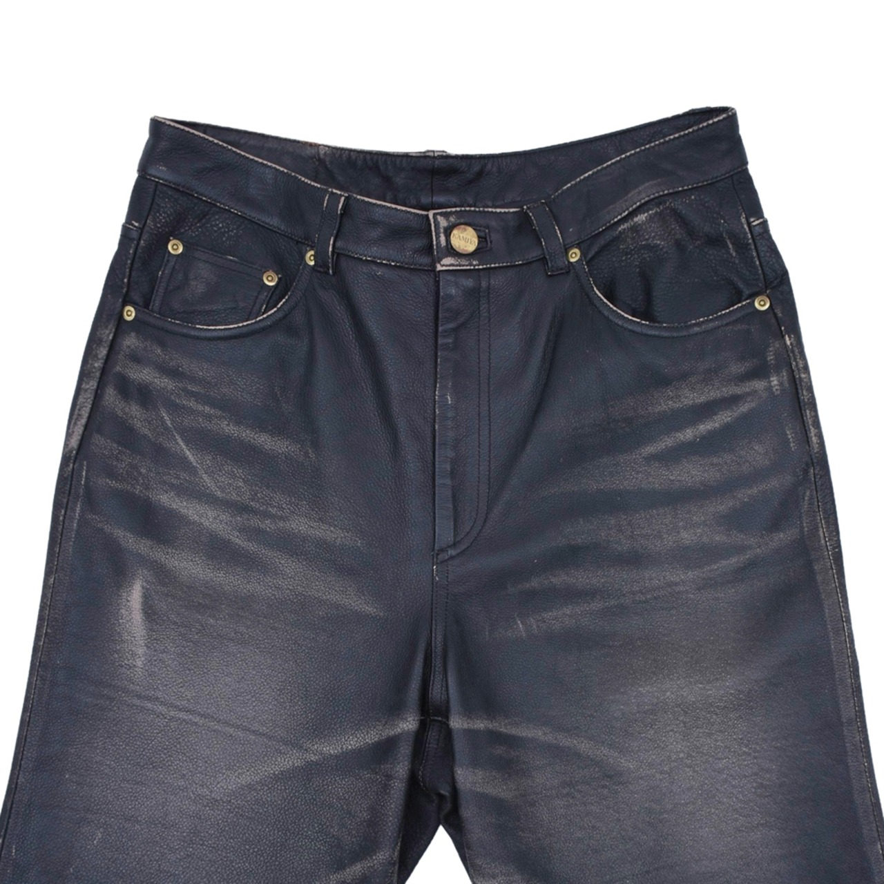 【KAMIYA】Distressed Leather Pants - 3