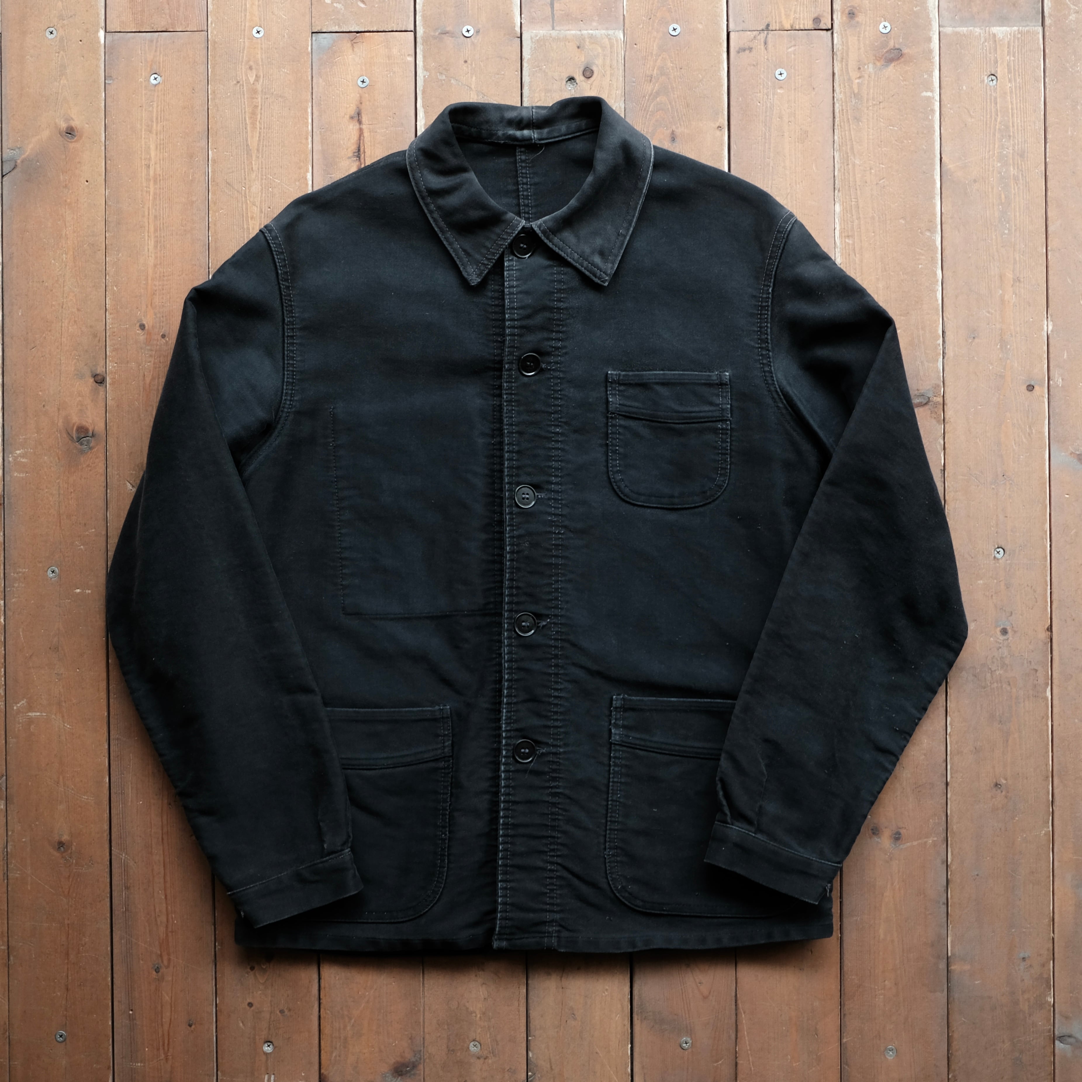 希少！50s LE MONT ST MICHEL フレンチモールスキンジャケット 50s FRENCH VINTAGE LE MONT ST MICHEL BLACK MOLESKIN COVEALL