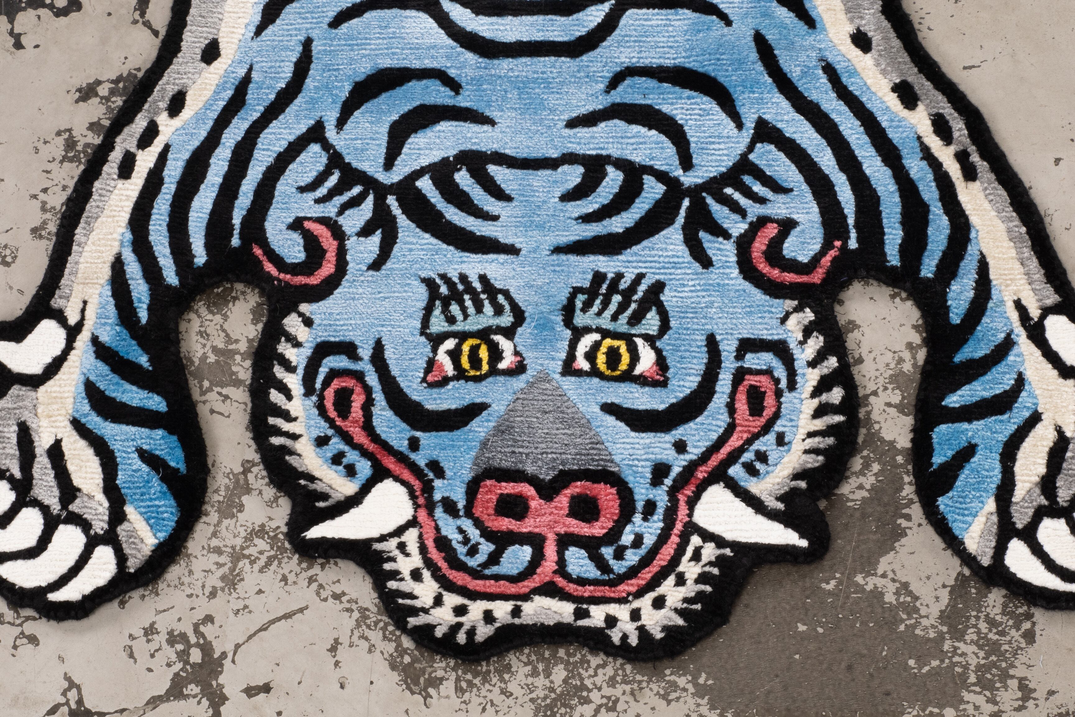 チベタンタイガーラグ　slowtiger Tibetan Tiger Rug 《Sサイズ•シルク・オリジナル1•ブルー236