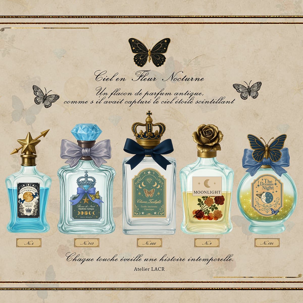 アンティークコラージュ香水瓶 ダイカットアクリルキーホルダー | LALA