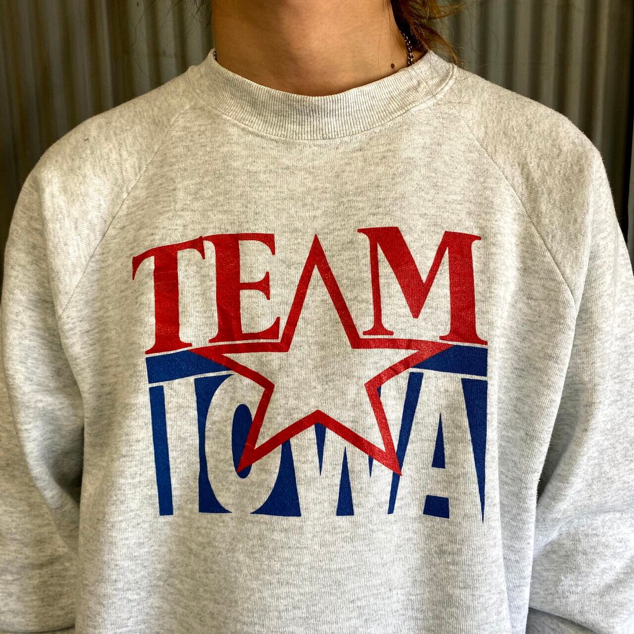 90年代 TEAM IOWA プリント スウェット メンズXL 古着 USA製 90S ヴィンテージ ビンテージ FRUIT OF THE LOOM フルーツオブザルーム トレーナー ライトグレー オートミール【スウェット】 | cave 古着屋【公式】古着通販サイト