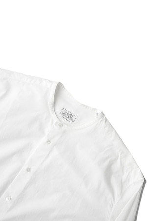 00's~ "HERMÈS" White Color Cotton No-Collar Shirt Made in FRANCE