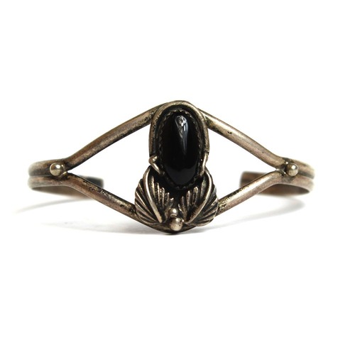 Navajo Vintage Silver Bangle [1970s-Onyx] [925] Vintage NAVAJO Bangle
