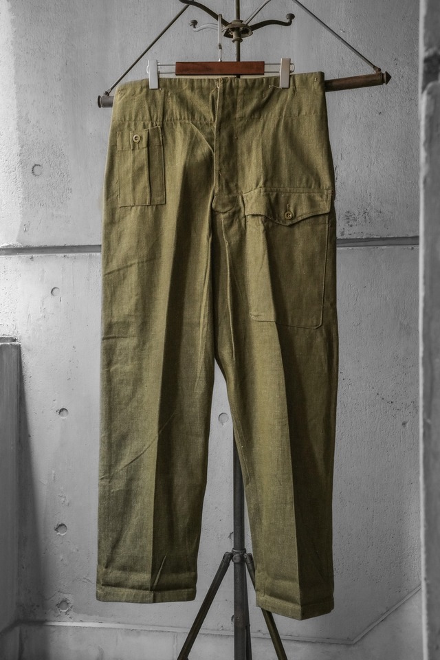 【DEAD-STOCK】50's "BRITISH ARMY" Green Denim Trousers