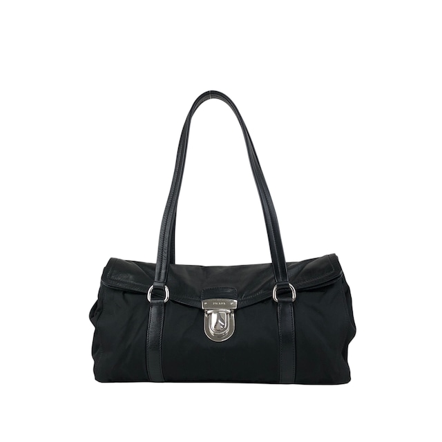 PRADA プラダ ハンドバッグ ブラック プッシュロック レザー vintage ヴィンテージ オールド pesttr