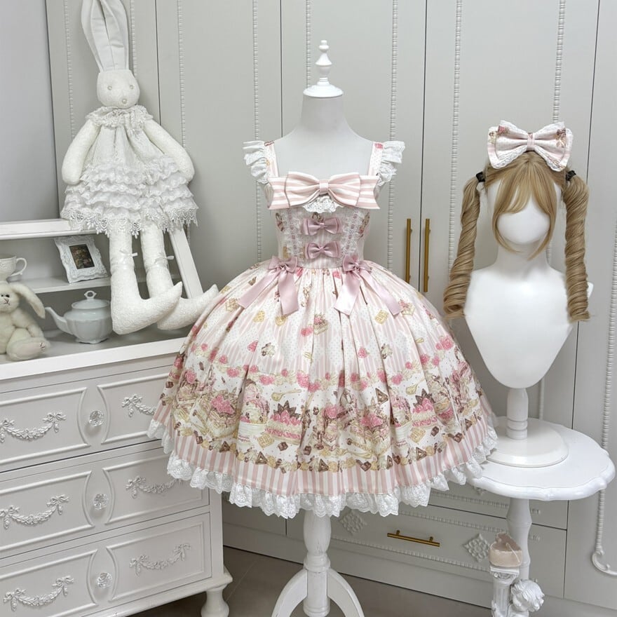 【即納】ロリータ 姫袖ワンピース ピンク 甘ロリ 姫系 豪華 フリル レース M 即納】ロリータ 姫袖ワンピース ピンク 甘ロリ 姫系 豪華 フリル