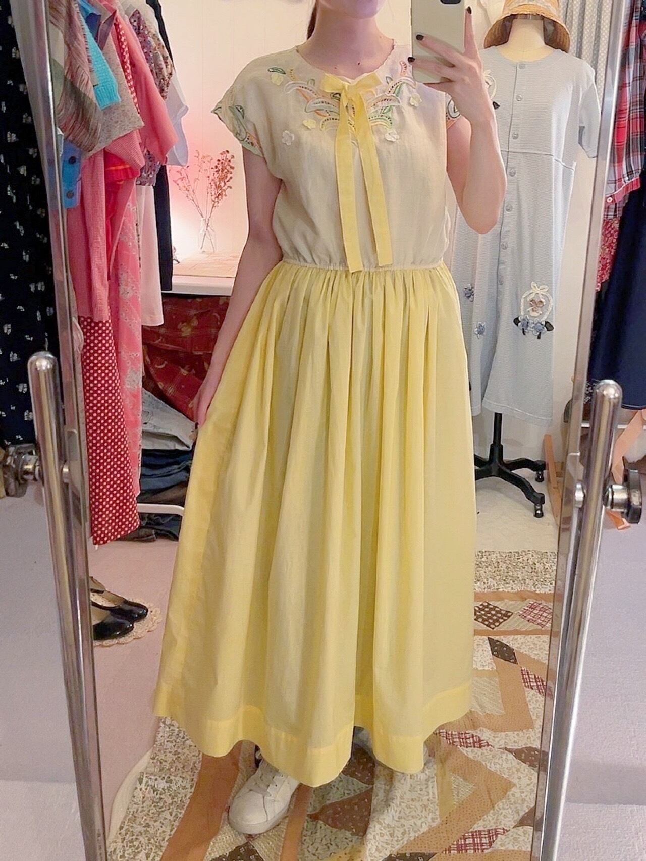 remake / leaf embroidery one-piece