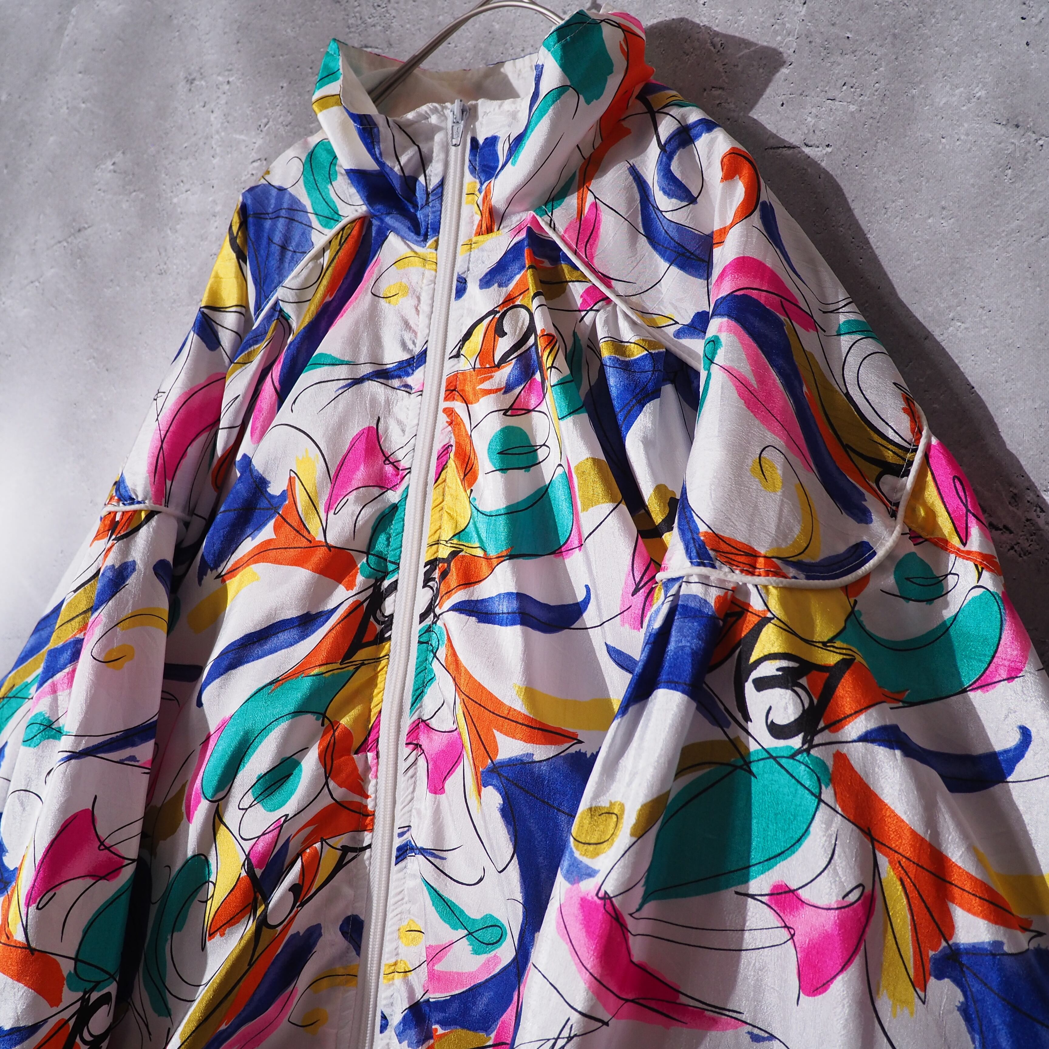 1990s Rainbow contemporary art line pattern design vintage l blouson