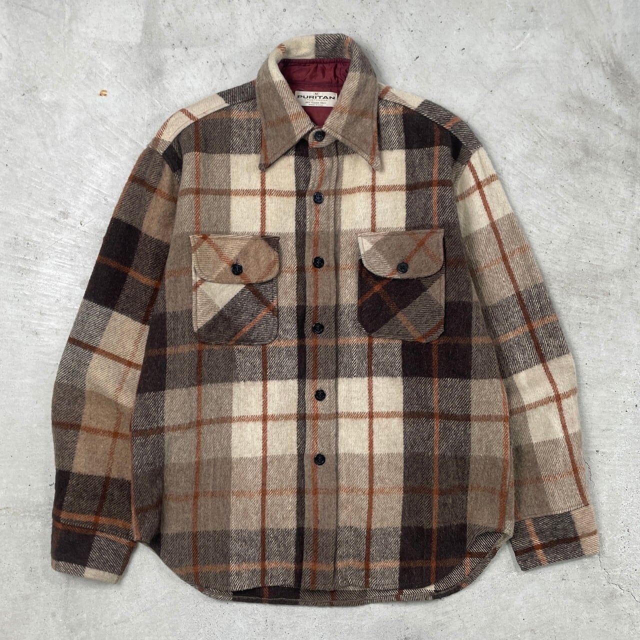 70年代 PURITAN ヘビーウールシャツ CPOシャツ チェックシャツ メンズL