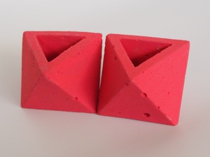 トライアングルセメントポット　セメント鉢　6点セット　color ベリーピンク/うすピンク/ベージュ