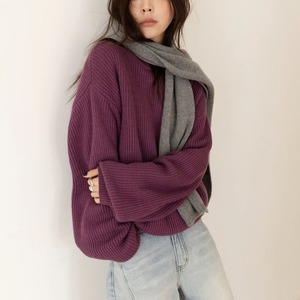 ribbed crew neck drop shoulder knit 14870